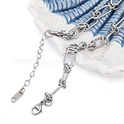 304 Stainless Steel Oval Knot Link Chain Necklaces for Women Men&nbsp;NJEW-P321-02P