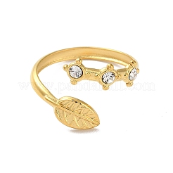 304 Stainless Steel Rhinestone Cuff Rings&nbsp;RJEW-M171-25G