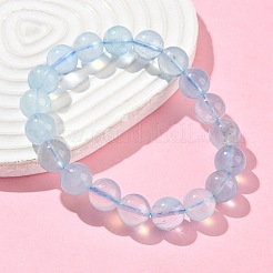 Natural Aquamarine Round Bead Stretch Bracelets for Men Women&nbsp;BJEW-U034-01B-01