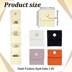 5Pcs 5 Colors Portable Travel PU Leather Jewelry Rolls&nbsp;ABAG-GA0001-15
