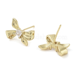 Brass Micro Pave Cubic Zirconia Studs Earrings&nbsp;EJEW-K276-05G