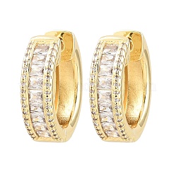 Brass Micro Pave Cubic Zirconia Hoop Earrings&nbsp;KK-CBA8324-06G-01