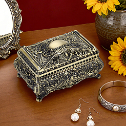 European Retro Engraved Brass Jewelry Boxes&nbsp;CON-PH0003-80