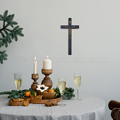 Easter Cross with Jesus Wood Alloy Figurines Ornaments&nbsp;DJEW-WH0016-52A