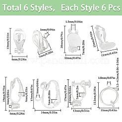 36Pcs 6 Styles Brass Clip-on Earring Converters Findings&nbsp;KK-SC0004-73