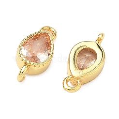 Brass Pave Cubic Zirconia Teardrop Connector Charms&nbsp;KK-P348-09G-04