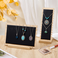2 Sets 2 Styles Bamboo Slant Back Necklace Organizer Display Stands&nbsp;NDIS-PH0001-09B