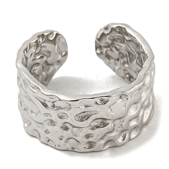 Non-Tarnish 304 Stainless Steel Textured Open Cuff Ring&nbsp;RJEW-C067-05P