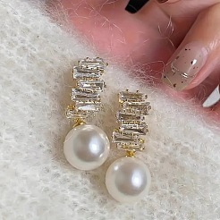 Round Alloy Crystal Rhinestone Dangle Stud Earrings&nbsp;FS-WGBAD05-01
