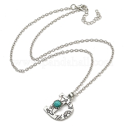 Letter A~Z Antique Silver Plated Alloy with Synthetic Turquoise Pendant Necklaces&nbsp;NJEW-G080-01D