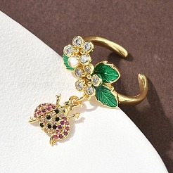 Ladybird Brass Micro Pave Cubic Zirconia Cuff Rings&nbsp;RJEW-A069-03G