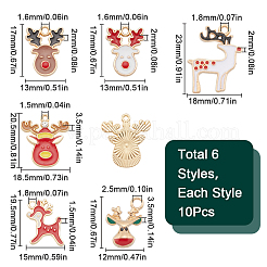 60Pcs 6 Styles Alloy Enamel Pendants&nbsp;ENAM-SC0005-23
