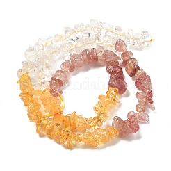 Natural Quartz Crystal & Strawberry Quartz & Citrine Beads Strands&nbsp;G-L610-A24-01
