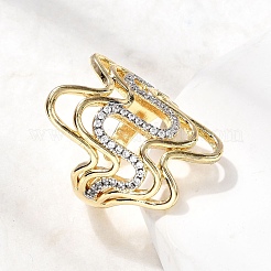 Brass Micro Pave Clear Cubic Zirconia Cuff Rings&nbsp;RJEW-H262-02G