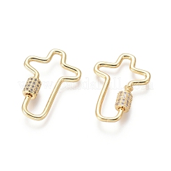 Brass Micro Pave Cubic Zirconia Screw Carabiner Lock Charms&nbsp;ZIRC-I031-20G