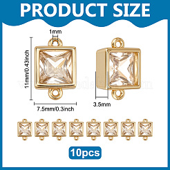 10Pcs Brass Pave Clear Cubic Zirconia Connector Charms&nbsp;KK-BC0015-61B-G