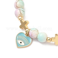 Heart with Eye Alloy Enamel Charm Bracelets&nbsp;BJEW-JB12287-02