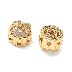 Brass Micro Pave Clear Cubic Zirconia Beads&nbsp;KK-H526-07G