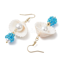5Pair Shell Glass Dangle Earrings&nbsp;EJEW-MZ00424