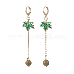 Maple Leaf Brass Micro Pave Cubic Zirconia Leverback Earrings&nbsp;EJEW-JE06917