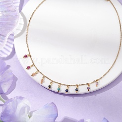 Natural Amethyst & Sunstone & Ruby & African Turquoise(Jasper) Faceted Round Bib Necklaces&nbsp;NJEW-JN05082