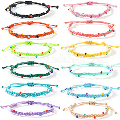 12Ps Glass Beads Braided Bead Bracelets&nbsp;TN6908-13