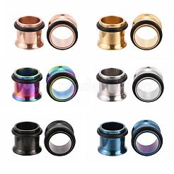 12Pcs 6 Colors 316 Surgical Stainless Steel Screw Ear Gauges Flesh Tunnels Plugs&nbsp;STAS-YW0001-16A