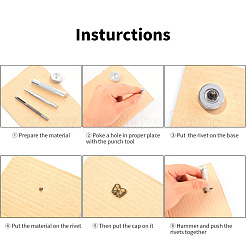 18 Sets Crown & Bowknot & Rose Flower Brass Leather Snap Buttons Fastener Kits&nbsp;SNAP-YW0001-05AB