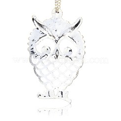 Antique Silver Plated Alloy Rhinestone Owl Big Pendants&nbsp;PALLOY-N0071-01