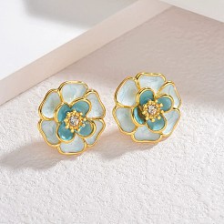 304 Stainless Steel Enamel Stud Earrings&nbsp;EJEW-M095-08G