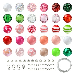 DIY Round Acrylic & Striped Resin Beads Pendants Making Kits&nbsp;DIY-YW0010-21A