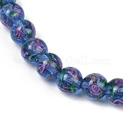 Handmade Glod Sand Lampwork Beads Strands&nbsp;LAMP-B028-03I-10mm