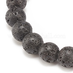 Natural Lava Rock & Synthetic Hematite Stretch Bracelet&nbsp;BJEW-JB08323-03