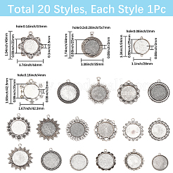 20Pcs 20 Style Alloy Pendant Cabochon Settings&nbsp;FIND-SC0015-93