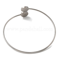 304 Stainless Steel Cuff Blank Bangle Bases with Round Tray&nbsp;STAS-Z088-03D-P