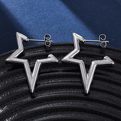 304 Stainless Steel Star Stud Earrings&nbsp;EJEW-B108-17P