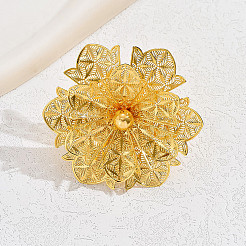 Luxurious Iron Hollow Flower Cuff Ring for Women's Wedding Party Accessories&nbsp;VZ5579