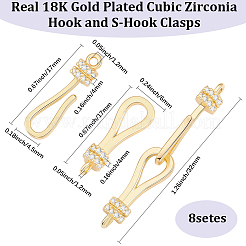 8Pcs Brass Micro Pave Clear Cubic Zirconia Hook Clasps&nbsp;KK-BBC0023-84