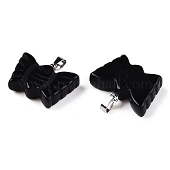 Natural Obsidian Carved Butterfly Pendants&nbsp;G-N342-01A