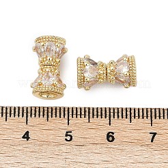Brass Micro Pave Clear Cubic Zirconia Screw Clasps&nbsp;KK-H202-02A-G