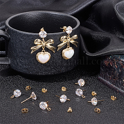 10Pcs Brass Micro Clear Cubic Zirconia Stud Earring Findings&nbsp;KK-BBC0011-94