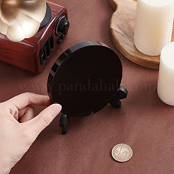 Flat Round Natural Obsidian Display Decorations with Base&nbsp;DJEW-WH0001-88