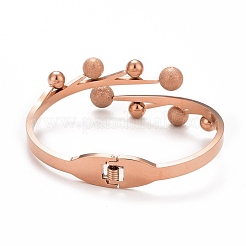 201 Stainless Steel Branch and Leaf Open Cuff Bangle&nbsp;BJEW-G648-02RG