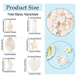 60Pcs 6 Styles Natural Freshwater Shell Pendants&nbsp;SHEL-YW0001-21