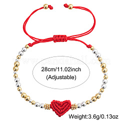 Adjustable Brass Round Beads Braided Bead Bracelets&nbsp;EO3032-1