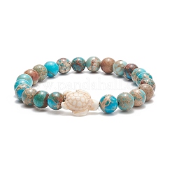 4Pcs 4 Style Natural Mixed Gemstone & Synthetic Turquoise(Dyed) Tortoise Beaded Stretch Bracelets Set for Women&nbsp;BJEW-TA00211