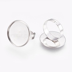 Tarnish Resistant Adjustable 304 Stainless Steel Finger Rings Components&nbsp;STAS-I097-053P