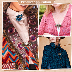 4Pcs Flower Alloy & Glass Cardigan Clips&nbsp;AJEW-PH0006-66AB