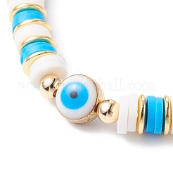 Synthetic Hematite & Polymer Clay Heishi Beads Stretch Bracelet&nbsp;BJEW-JB07226-02