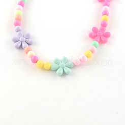 Flower Acrylic Pendant Necklaces and Stretch Bracelets Jewelry Sets&nbsp;SJEW-R048-05